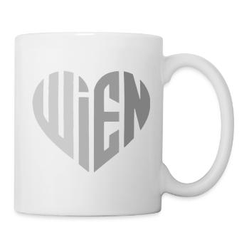 Wien Geometrisches Herzmotiv Grau - Tasse - Weiß - Rechts