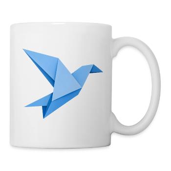 Blue Origami Bird Paper Art Icon - Mug - white - Right