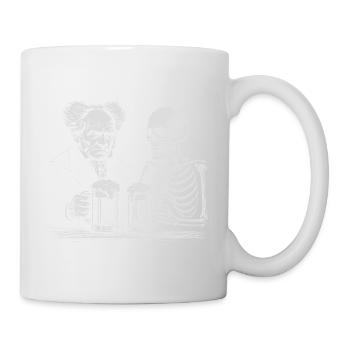 Arthur Schopenhauer drinking beer with skeleton - Mug - white - Right