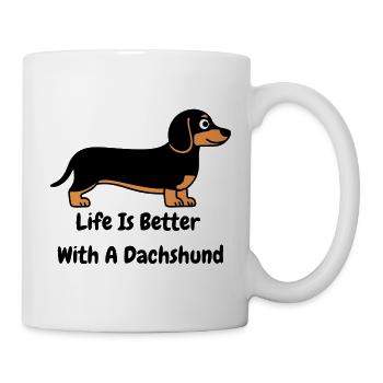 Dackel Leben - Tasse - Weiß - Rechts
