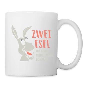 Zwei Esel die sich in die Augen schauen - Tasse - Weiß - Rechts