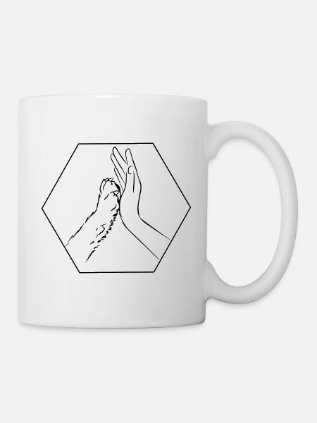 Hundepfote und Hand Team - Tasse - Weiß