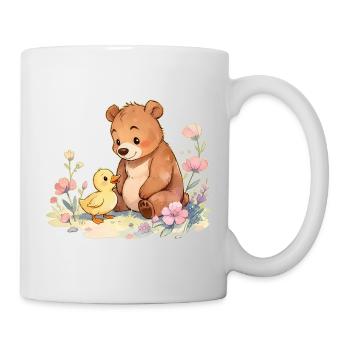 Kawaii-Blumen, niedlicher Babybär und Entlein 🐻🐥 - Tasse - Weiß - Rechts