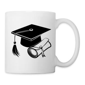 Casquette de diplomation et diplôme - Mug blanc - blanc - Droite