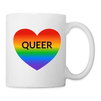 Pride QUEER rainbow heart - Mug - white - Right