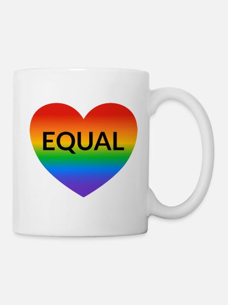 Gleiches Herz Regenbogenstolz - Tasse - Weiß