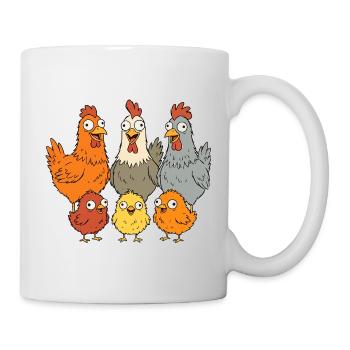 Funny chickens, roosters and chicks - Mug - white - Right