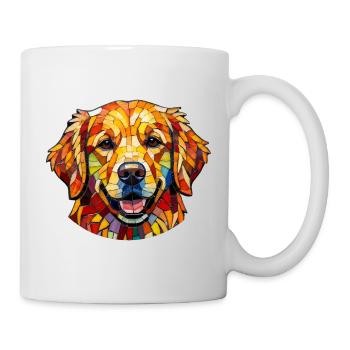 dog in a colorful mosaic style - Mug - white - Right