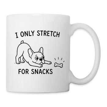 Je ne m’étire que pour les snacks Lustiger Hunde Spruch - Mug blanc - blanc - Droite