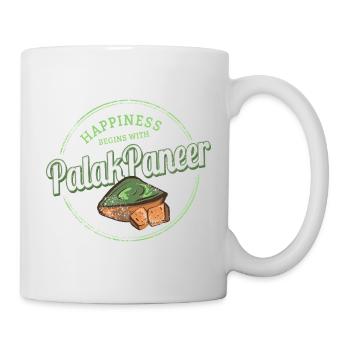 Design rétro du plat vintage aux épinards de Palak Paneer - Mug blanc - blanc - Droite