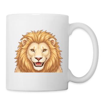 Cartoon Lion Head Illustration - Mug - white - Right