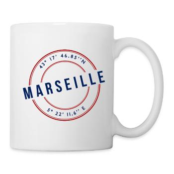 Marseille Coordonnées Géographiques Badge - Mug blanc - blanc - Droite