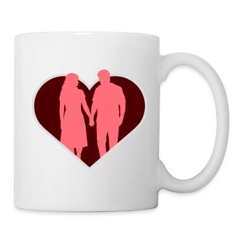 Couple Silhouette Amour Romance Petit ami de la Saint-Valentin - Mug blanc - blanc - Droite
