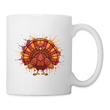 Bunter Truthahn mit Farbspritzer - Tasse - Weiß - Rechts