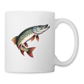 Springender Hecht - Tasse - Weiß - Rechts