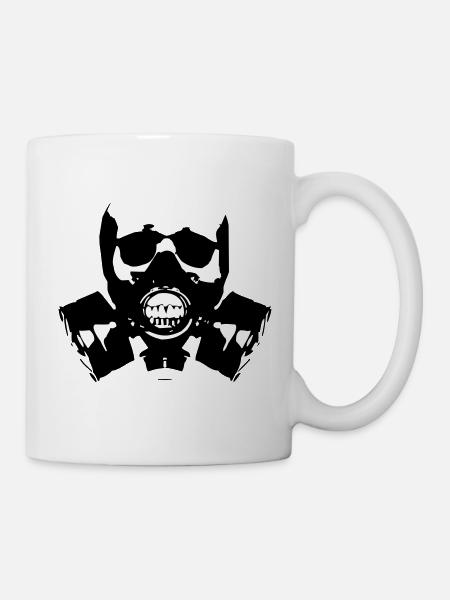 Gasmaske Skullsilhouette - Tasse - Weiß