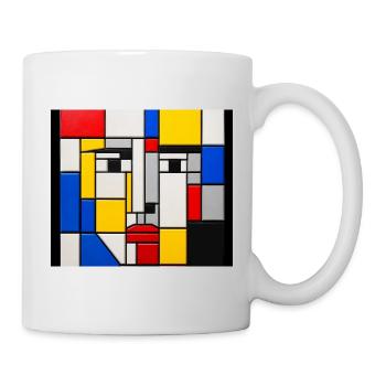 Mosaïque de visages de Mondrian - Mug blanc - blanc - Droite