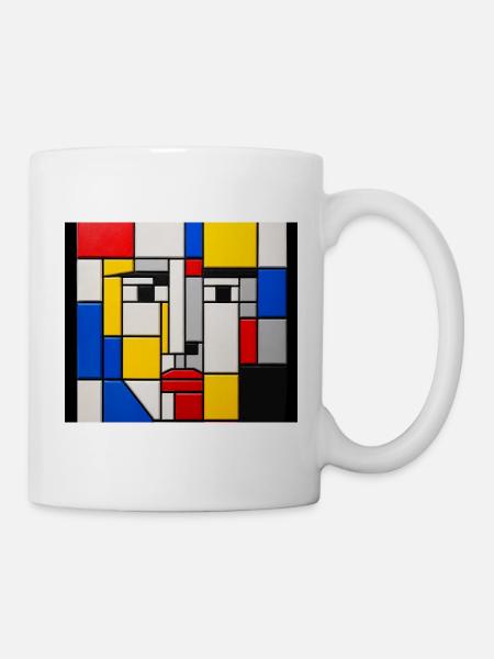 Mondrian-Gesichtsmosaik - Tasse - Weiß