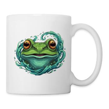 Wellenfrosch Pop-Art Illustration - Tasse - Weiß - Rechts