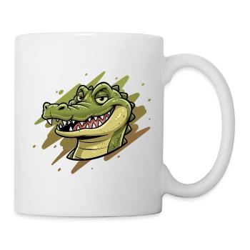Krokodil Karikatur Kopf - Tasse - Weiß - Rechts