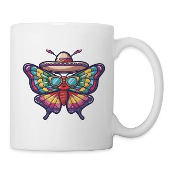 Butterfly Funny Sombrero - Mug - white - Right