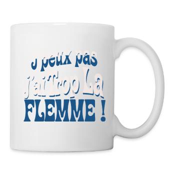 J'ai trop la flemme - Typo retro bleu - Mug blanc - blanc - Droite