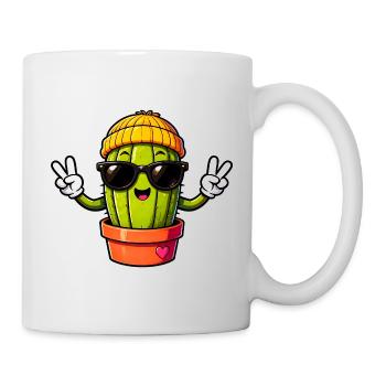 Cactus Signe de la Paix Cool en Tuque et Lunettes de Soleil - Mug blanc - blanc - Droite