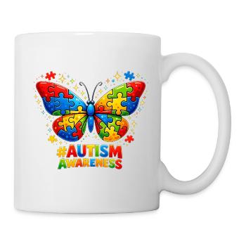 Autismus-Schmetterlings-Farbpuzzle-Geschenk - Tasse - Weiß - Rechts