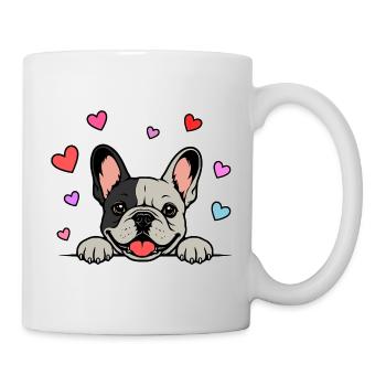 Französische_Bulldogge_Pfoten_mit_Herz_schwatzwei ß - Mug - white - Right