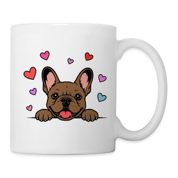 Französische_Bulldogge_Pfoten_mit_Herz_braun - Mug blanc - blanc - Droite