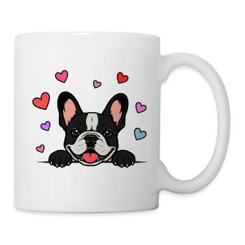 Französische_Bulldogge_Pfoten_mit_Herz_schwarz - Mug blanc - blanc - Droite