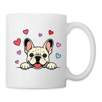 Französische_Bulldogge_Pfoten_mit_Herz_beige - Mug - white - Right