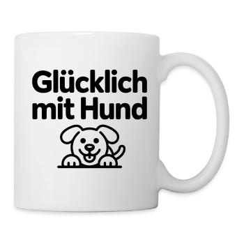 Glücklich mit Hund - Tasse - Weiß - Rechts