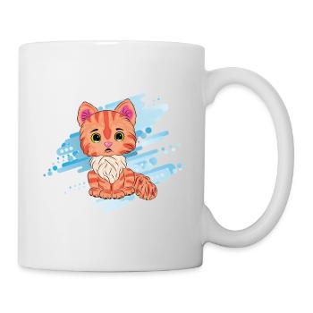 Chat orange mignon avec une écharpe - Mug blanc - blanc - Droite