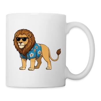 Löwe im Hawaii-Outfit - Tasse - Weiß - Rechts