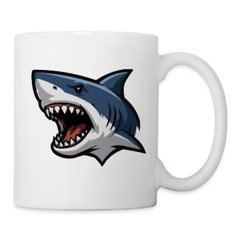 Tirage de la caricature de la tête de requin en colère - Mug blanc - blanc - Droite