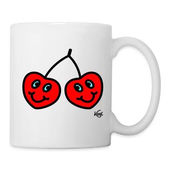 Zwillinge Kirschen groß - Tasse - Weiß - Rechts