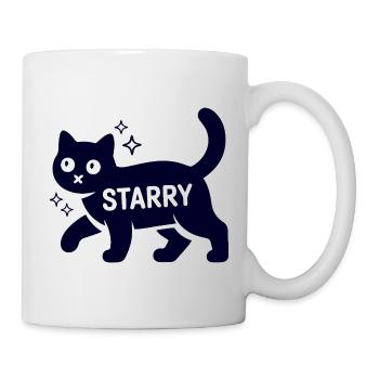 Samtpfote Starry Lustig Monochrom Katze - Tasse - Weiß - Rechts