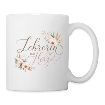 Lehrerin mit Herz!  - Tasse - Weiß - Rechts