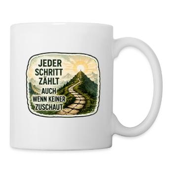 Jeder Schritt zählt – auch wenn keiner zuschaut - Tasse - Weiß - Rechts