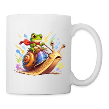 Froschritter auf Schnecke - Tasse - Weiß - Rechts