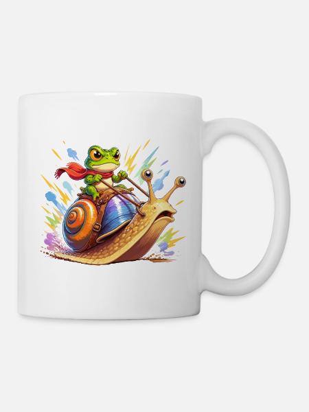 Froschritter auf Schnecke - Tasse - Weiß
