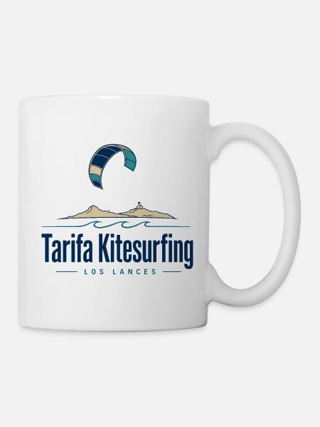 Tarifa Kitesurfing Logo Am Strand - Tasse - Weiß