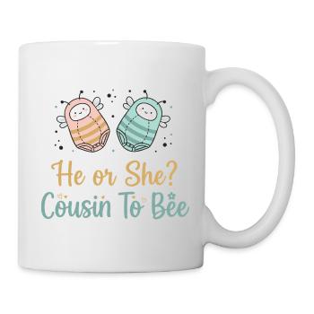 Gender Reveal He Or She Cousin To Bee Baby Shower - Mug - white - Right