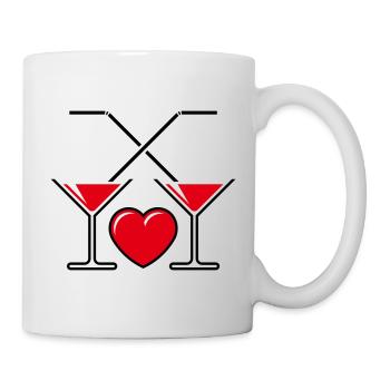 2 Cocktailgläser + Herz (Cocktail / Liebe / 2C) - Tasse - Weiß - Rechts