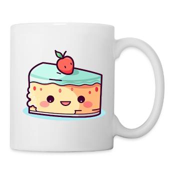 Tranche de gâteau kawaï avec cerise - Mug blanc - blanc - Droite