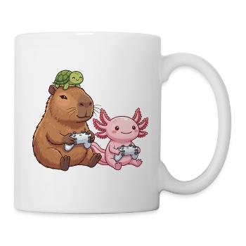 Capybara and Axolotl Gaming Funny  - Mug - white - Right