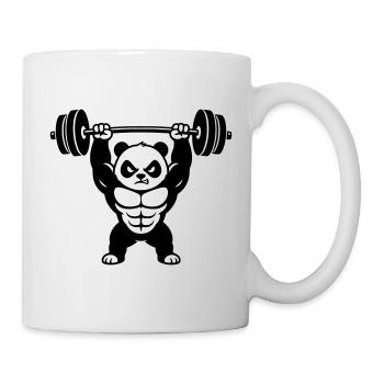 Muscle Panda Lifts Heavy Dumbbell - Mug - white - Right