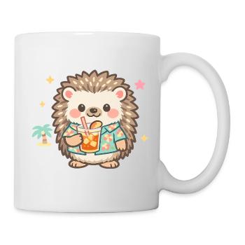 Hérisson hawaïen avec une boisson - Mug blanc - blanc - Droite