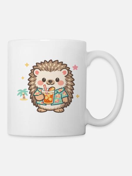 Hawaiian-Igel mit Getränk - Tasse - Weiß